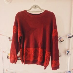 TOPMAN burgundy sweater with patterned details